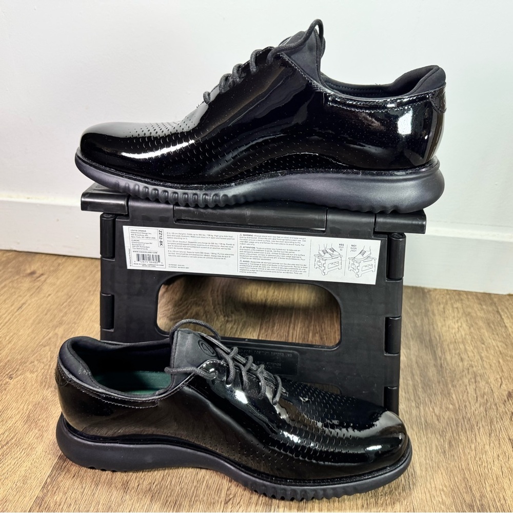 Cole Haan ZerøGrand Black Patent Leather Lace-Up Oxfords